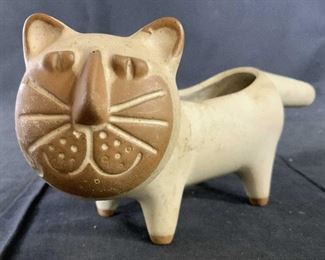 Vintage Ceramic Pottery Cat Vessel