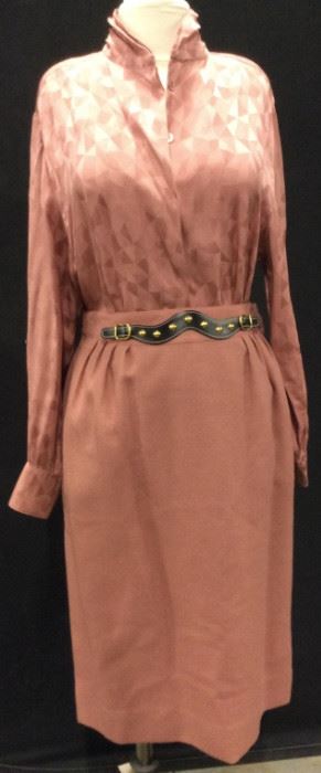 Vintage Hermès Silk & Wool Blouse Skirt Ensemble