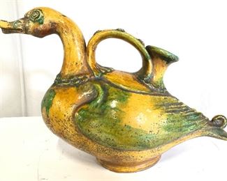 Antique Asian Ceramic Duck Water Pitcher