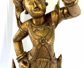 Floor sized Gilded Wood Carved Buddha