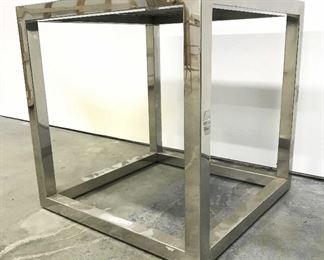 Industrial Modern Chrome Cube Shaped Side Table