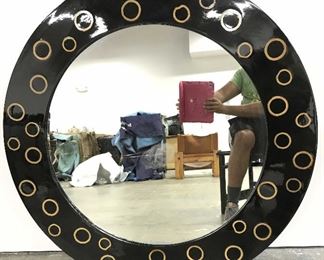 Lacquered Frame Circular Wall Mirror