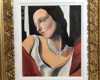 Framed Oil on Paper, LEMPICKA, Portrait Of Woman