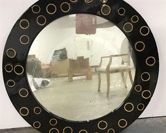 Lacquered Frame Circular Wall Mirror