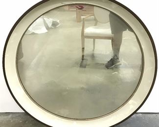 Circular Wood Frame Wall Mirror