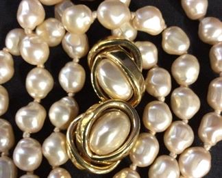 CINER Costume Pearl Gold Tone Jewelry Set, Signed
