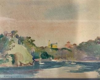 Charles Camoin Signed Watercolor Voiliers au Port