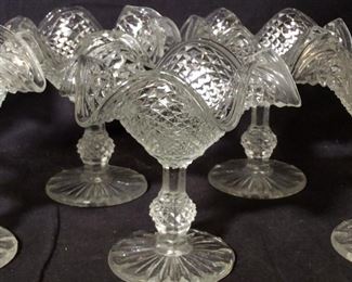 Vintage Furled Rim Dessert Glass Stemware, 8