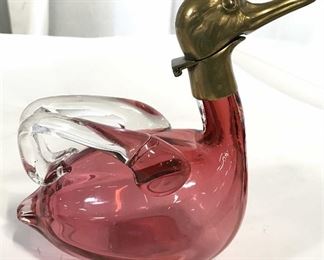 Art Glass Duck Form Pitcher