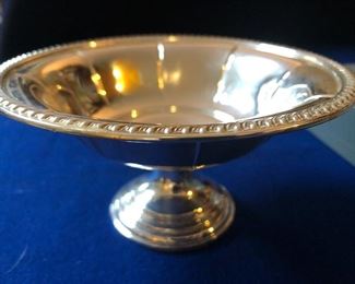 Sterling silver 6” across, 3” tall weighted dish