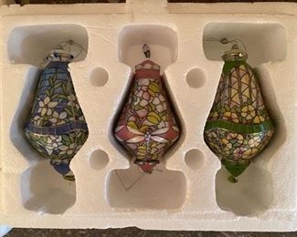 Bradford Editions “Dogwood, Lilly and Pansy” Louis Tiffany Era porcelain ornaments