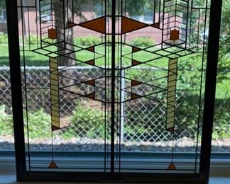 Frank Lloyd Wright glass “Window”.  11”W x 11 3/4”T