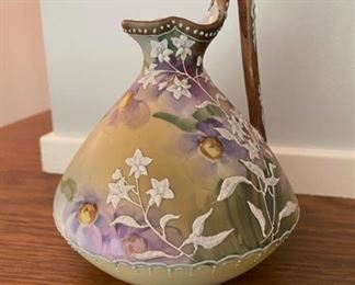 Antique Nippon Coraline decorated handled jug ca. 1910 