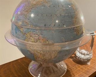 1960’s National Geographic Globe with clear plastic base and cover