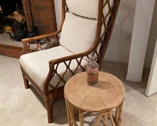 Vintage rattan wingback chair