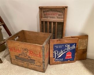 Antique White Rock wood crate and more