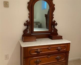 Amazing marble top Eastlake dresser with mirror