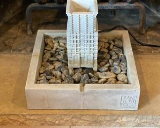 Frank Lloyd Wright Collection cast concrete table top water feature, with repair