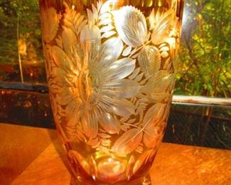 Moser Amber Cut to Clear Vase $350.00