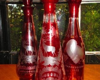 Ruby Etched to Clear Decanters $35.00- $125.00 