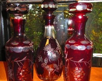 Ruby Cut to Clear Decanters $25.00-$250.00