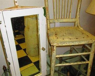 Antique Chair $10.00, Corner Cabinet $30.00
