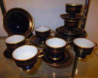 Cobalt Cups, Saucers, and Underplates $95.00