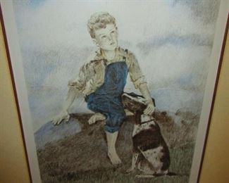 Print of a Boy with Dog Signed W. J. Graham $65.00