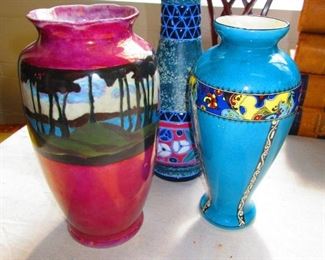 Amphora Vase with Bird $75.00, Teal Czech Vase $65.00, Czech Royal Epiag Vase $55.00