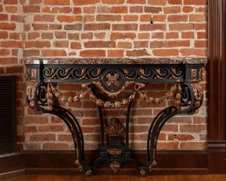 49: French Iron & Marble Console, Early 20th c.