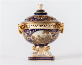 54: Finely Painted Bloor Derby Lidded Incense, Early 19th