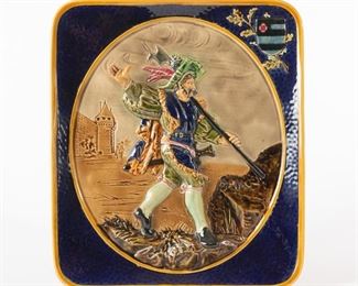82: Large French Faience Relief Platter, 19th c.