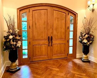 Alternate view of Luxurious PAIR of Black and Gold Urn with Floral Arrangement