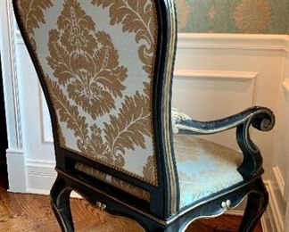 Close up of custom upholstered armchair