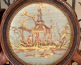 Close up of Luxurious armchair with chinoiserie scene