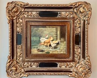 $200 - Original Oil Painting by C. Swanson in Ornate Frame. Art measures 9” x 7” and with frame measures 20” x 18”.