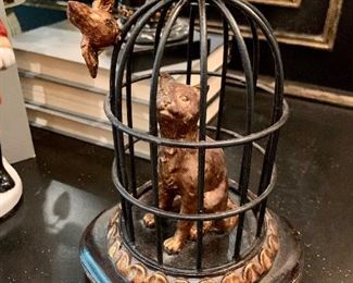$28 - “Kitty in Bird Cage”. Measures 5” x 5” x 7.5”.