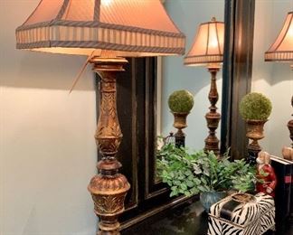 $200 (PAIR) - Decorative Buffet Lamps. Measures 14” wide x 36” tall.