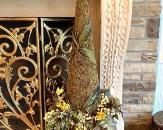 Close up of unique floral arrangement in planter.