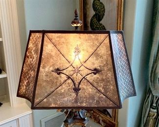 Close up of lamp shade on Ornate Fine Arts Floor Lamp.