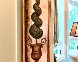 $550 (PAIR) - Ornate Topiary Pictures. Measures 21” wide x 69” tall.