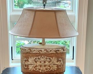 $150 - Unique Decorative Table Lamp. Measures 21” wide x 26” tall.