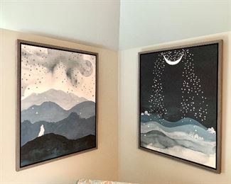 $150 EACH - Moonlit Wolf Art from Restoration Hardware (Left) and Moonlit Star Art from Restoration Hardware (Right). Each measures 28" x 36".