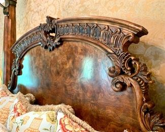 Close up of headboard on King Four Poster Bed by Henredon.