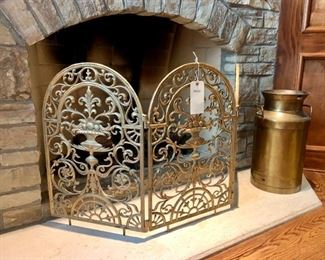 $100 - Gold Decorative Fireplace Screen. Measures 48” x 25”. Originally purchased for $325.