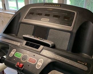 Close up of treadmill dashboard.