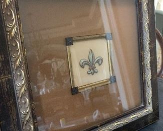 $40 - Framed Fleur de Lis - Measures 13” x 13”