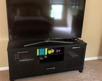 TV STAND AND LARGE SMART TV