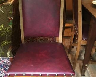 Close-up of leather-covered English pub chair