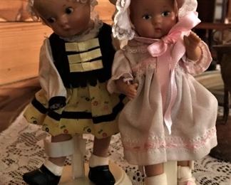 Effanbee dolls on marked stands